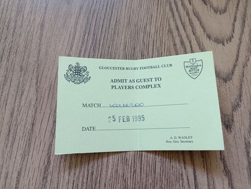 Gloucester v Waterloo Feb 1995 Rugby Hospitality Pass