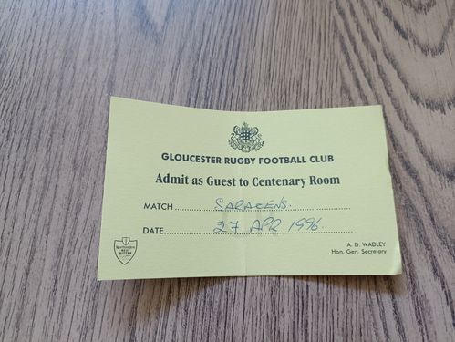 Gloucester v Saracens April 1996 Rugby Hospitality Pass