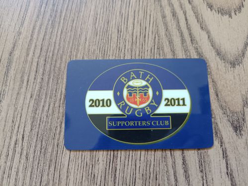 Bath Rugby Club 2010-11 Supporters Club Membership Card