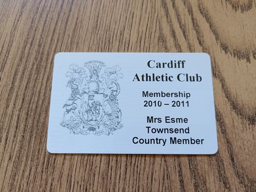 Cardiff Athletic Club 2010-11 Rugby Membership Card