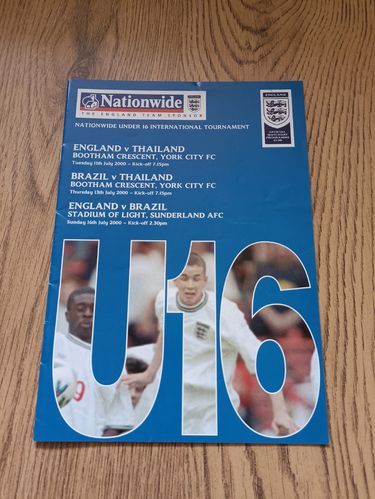 England v Thailand v Brazil 2000 Under 16 Football Tournament Programme