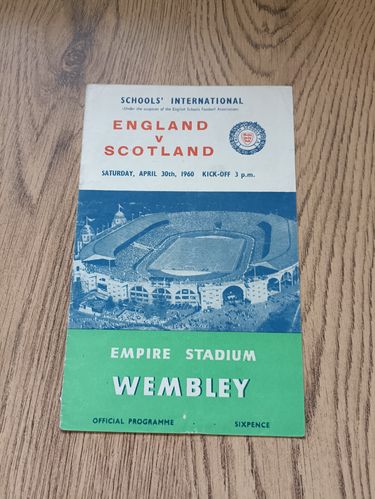 England Schools v Scotland Schools April 1960 Football Programme