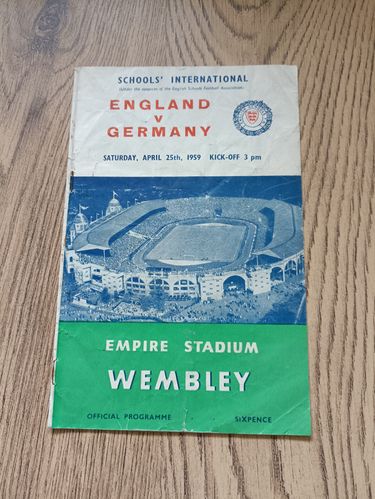 England Schools v Germany Schools April 1959 Football Programme