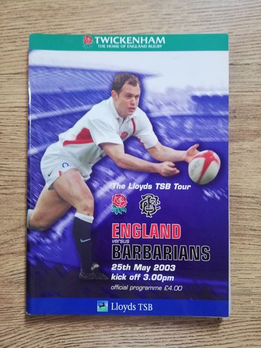 England v Barbarians 2003 Rugby Programme