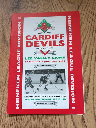 Cardiff Devils v Lee Valley Lions Jan 1989 Ice Hockey Programme