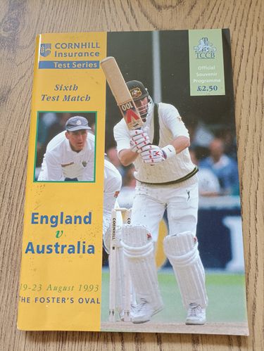 England v Australia 6th Test 1993 Cricket Programme