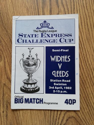 Widnes v Leeds 1982 Challenge Cup Semi-Final Rugby League Programme