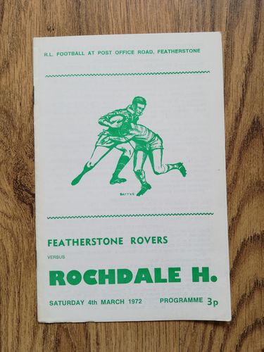 Featherstone Rovers v Rochdale Hornets March 1972 Rugby League Programme