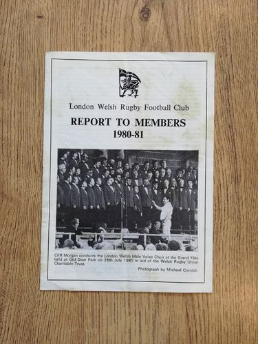 London Welsh Report to Members 1980-81 Brochure