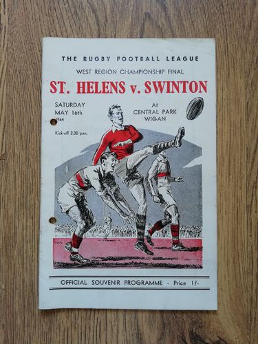St Helens v Swinton May 1964 Championship Final (West) Rugby League Programme