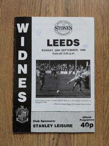 Widnes v Leeds Sept 1986 Rugby League Programme