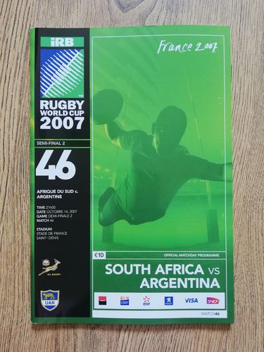 South Africa v Argentina 2007 Semi-Final Rugby World Cup Programme