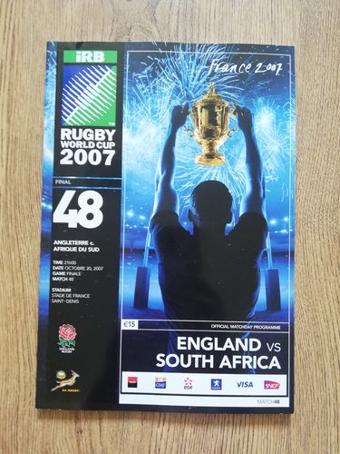 England v South Africa 2007 Rugby World Cup Final Programme