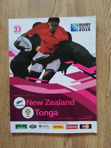 New Zealand v Tonga 2015 Pool C Rugby World Cup Programme