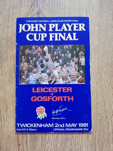 Leicester v Gosforth 1981 John Player Cup Final Rugby Programme