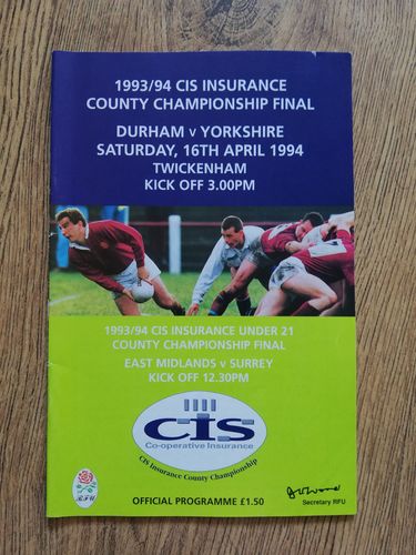 Durham v Yorkshire April 1994 County Championship Final Rugby Programme