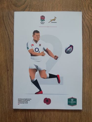 England v South Africa 2016 Rugby Programme
