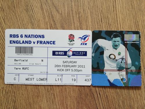 England v France 2011 Used Rugby Ticket