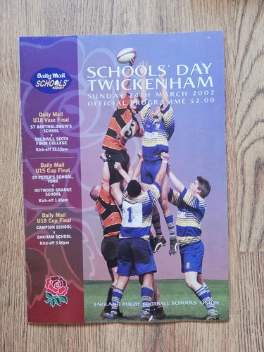 Schools' Day Twickenham March 2002 Rugby Programme