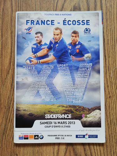 France v Scotland 2013 Rugby Programme