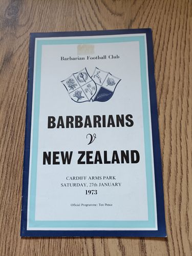 Barbarians v New Zealand 1973 Rugby Programme