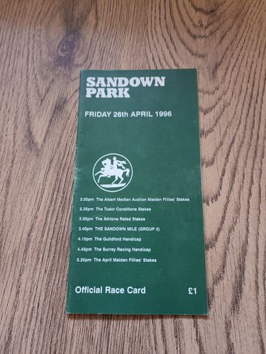 Sandown Park Mile Day 1996 Horse Racing Racecard