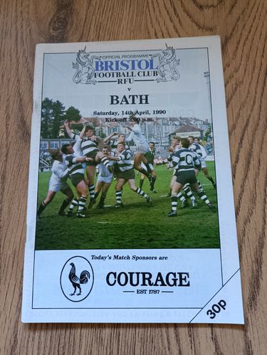Bristol v Bath April 1990 Rugby Programme