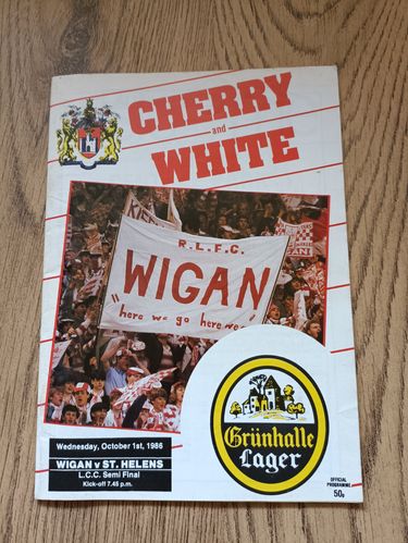Wigan v St Helens Oct 1986 Lancashire Cup Semi-Final Rugby League Programme