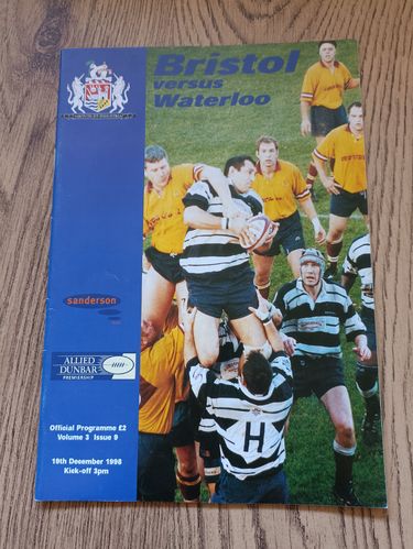 Bristol v Waterloo Dec 1998 Rugby Programme