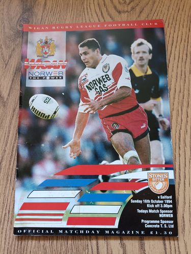 Wigan v Salford Oct 1994 Rugby League Programme