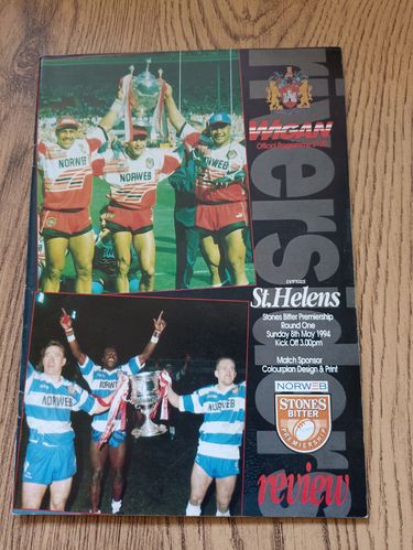 Wigan v St Helens May 1994 Premiership Rugby League Programme