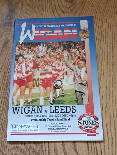 Wigan v Leeds May 1992 Premiership Semi-Final Rugby League Programme