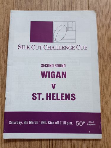 Wigan v St Helens March 1986 Challenge Cup Rugby League Programme