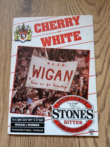 Wigan v Widnes April 1987 Premiership Trophy Rugby League Programme