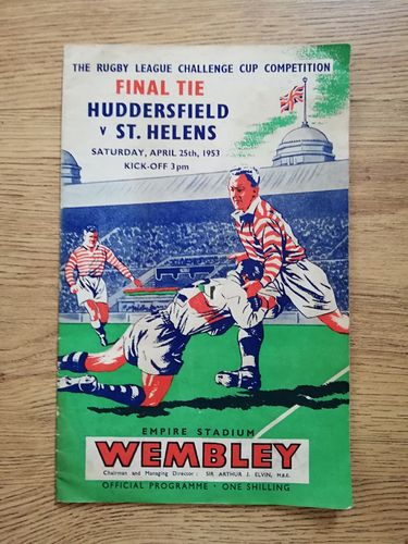 Huddersfield v St Helens Challenge Cup Final 1953 Rugby League Programme