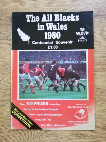 ' The All Blacks in Wales 1980 ' New Zealand Rugby Tour Brochure