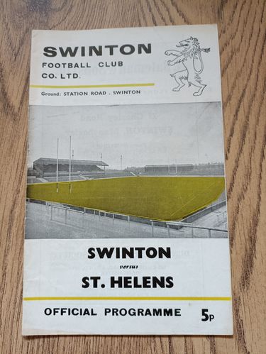 Swinton v St Helens Sept 1974 Players No 6 Trophy Rugby League Programme