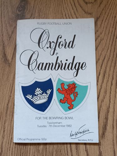 Oxford University v Cambridge University Dec 1982 Rugby Programme