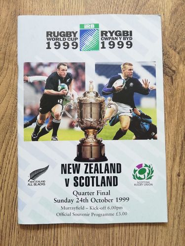 New Zealand v Scotland 1999 Rugby World Cup Quarter-Final Rugby Programme