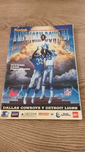 Dallas Cowboys v Detroit Lions 1993 American Bowl American Football Programme