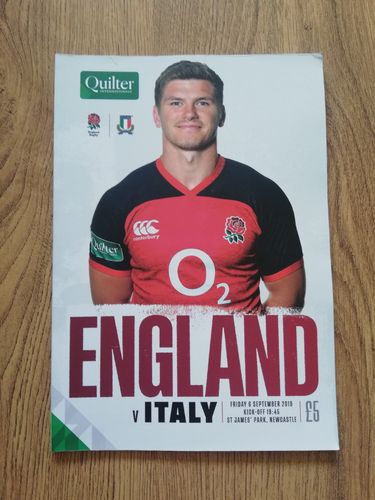 England v Italy Sept 2019 Rugby Programme