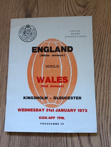 England Police v Wales Police Jan 1973 Rugby Programme