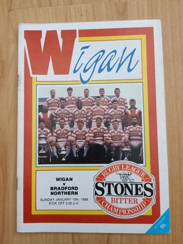 Wigan v Bradford Northern Jan 1988 Rugby League Programme