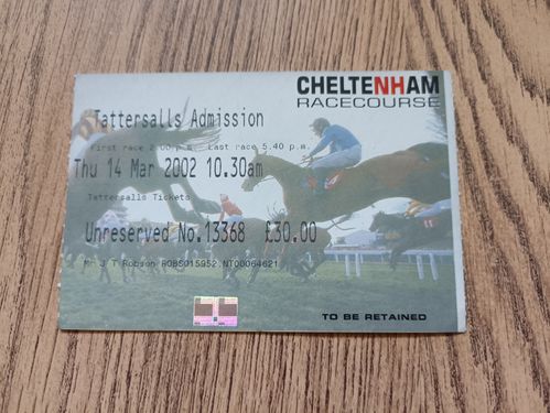 Cheltenham Festival 2002 Horse Racing Ticket