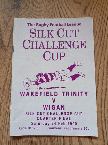 Wakefield v Wigan Feb 1990 Challenge Cup Quarter-Final Rugby League Programme