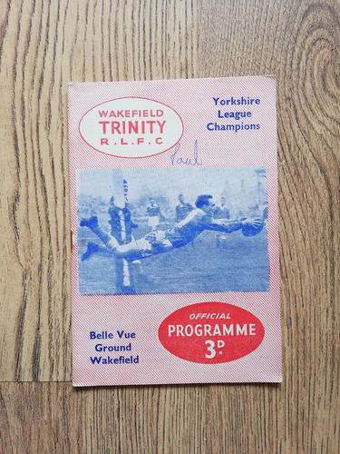 Wakefield Trinity v Dewsbury March 1960 Rugby League Programme