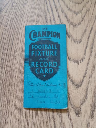 The Champion 1936-37 Football Fixture and Record Card