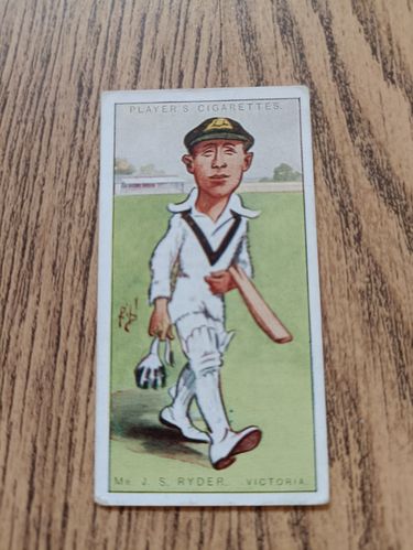 J S Ryder (Victoria) - No 39 Cricketers Caricatures 1926 Player's Cigarette Card