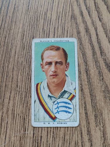 R W V Robins (Middlesex) - No 22 Cricketers 1938 Player's Cigarette Card