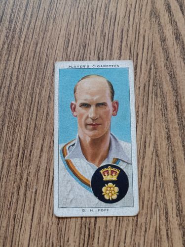 G H Pope (Derbyshire) - No 21 Cricketers 1938 Player's Cigarette Card